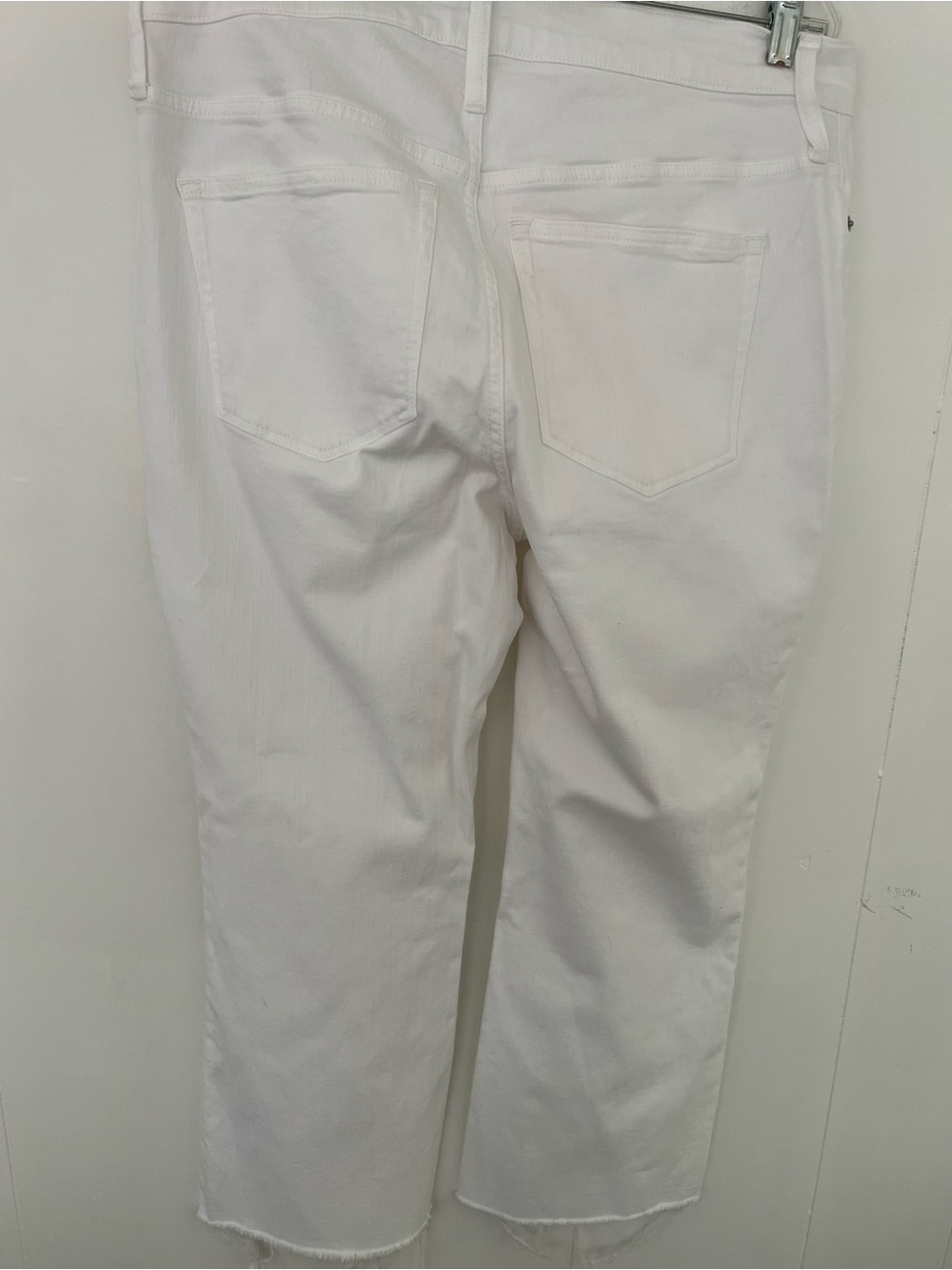 J. Crew Mid-Rise Flare Crop White Denim Jeans with Raw Hem Size 33 - Picture 6 of 10